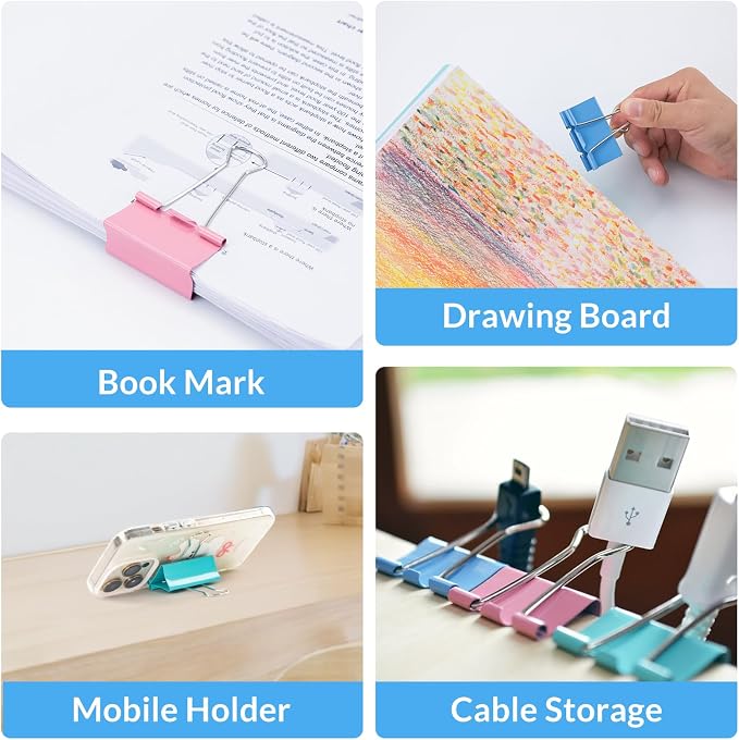 2 Inch 12 Pack Extra Large Binder Clips, Colored Jumbo Paper Clips, Big Paper - Image 5