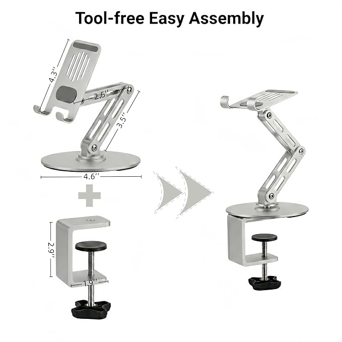 HUASAI Carbon Steel TCG Card Scanner Stand, Heavy-Duty C-Clamp Phone Holder - Image 5