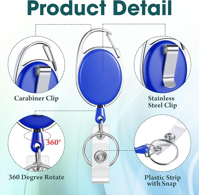 Honoson 50 Pcs Heavy Duty Retractable Badge Reels Batch ID Badge Holder - Image 3