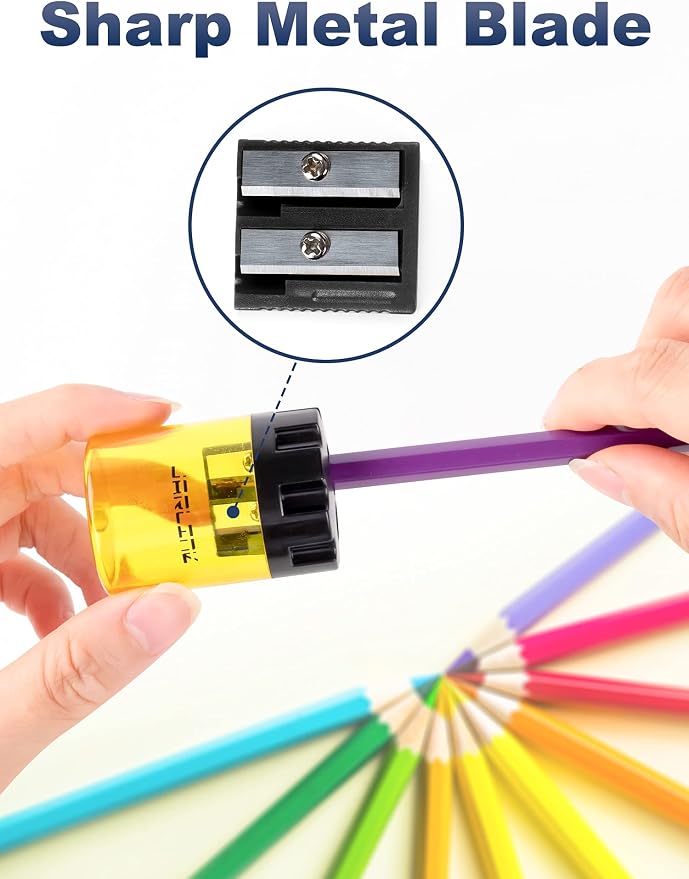 JARLINK 8 Pack Manual Pencil Sharpeners, Dual Holes Colorful Sharpener - Image 3