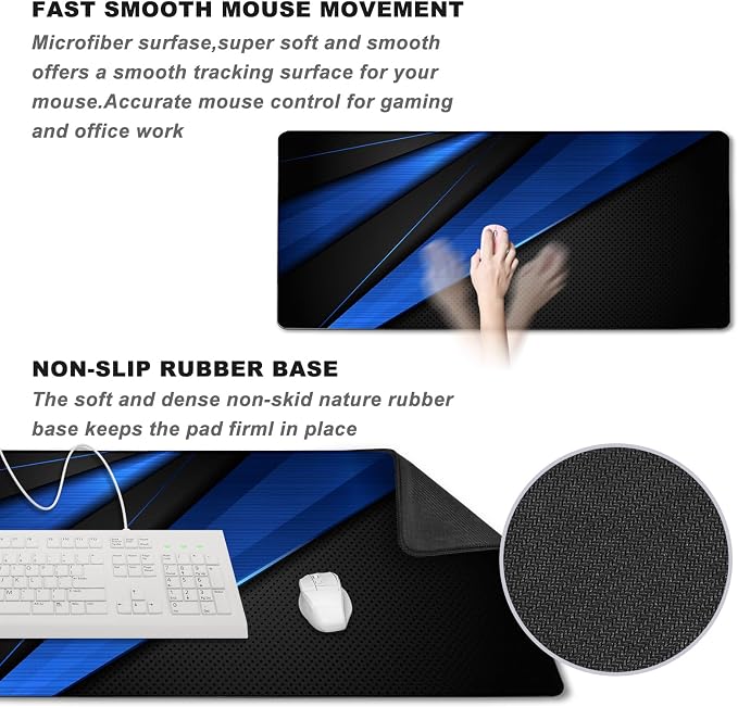 Desk Pad, Large Gaming Mouse Pad, Extended Keyboard Mouse Mat Desk Pad - Image 5