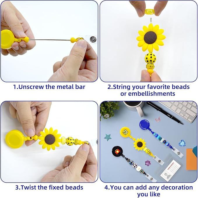 60pcs Colorful Beadable Badge Reels Making Kits - Image 6