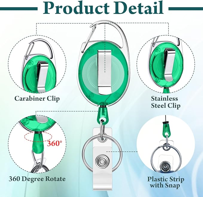 Honoson 30 Pcs Heavy Duty Retractable Badge Reels Batch ID Badge Holder - Image 3