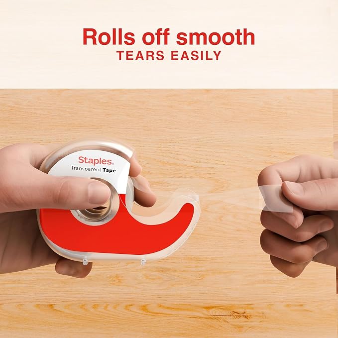 STAPLES Transparent Tape Refill, 3/4" x 36 yds., 12 Rolls – Clear Adhesive Tape - Image 3