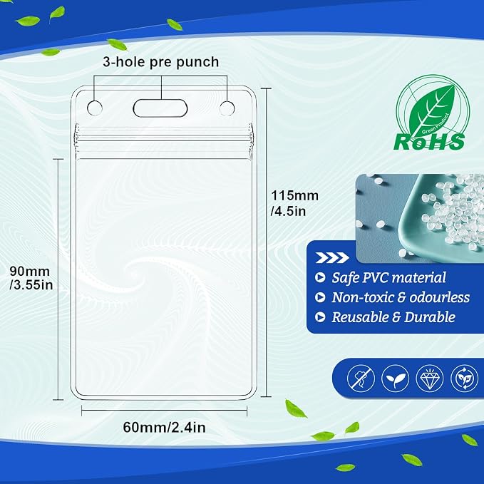200 Pcs Clear Plastic Vertical Name Badge ID Card Holders - Image 2