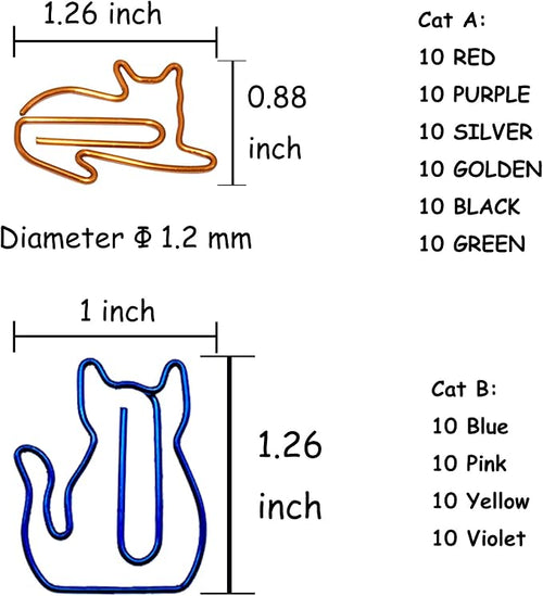 100 pcs Cat Paper Clips Cute Decorative Paperclips, Cat Lover Gifts - Image 2