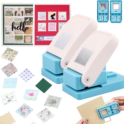 BAOFALI 2Pcs/Set Stamp Puncher 1 Inch Square Hole Punch & 1 Inch Square Postage by BAOFALI