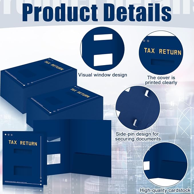 Mooliwe 100 Pcs Blue Tax Return Folders Bulk 9 x 11.25 Inches Income Tax - Image 2