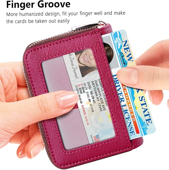 FurArt Zipper Wallet Women, RFID Blocking Credit Card Wallet, Business Card - Image 2