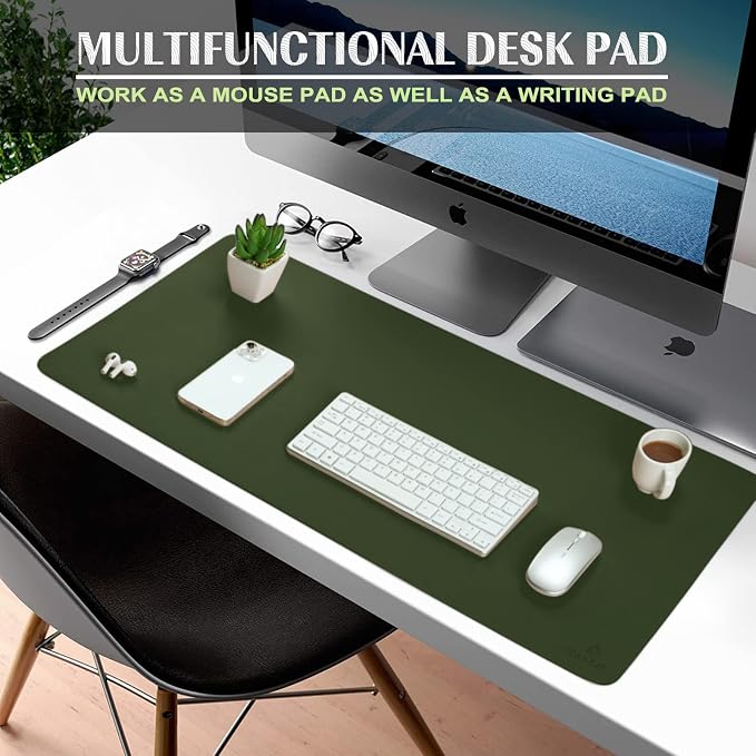 K KNODEL Small Office Leather Desk Mat, Mouse and Keyboard Pad, Computer and - Image 2