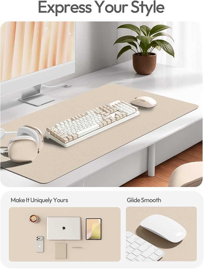 YSAGi Leather Desk Pad Protector, Office Desk Mat, Large Mouse Pad, Non-Slip PU - Image 3