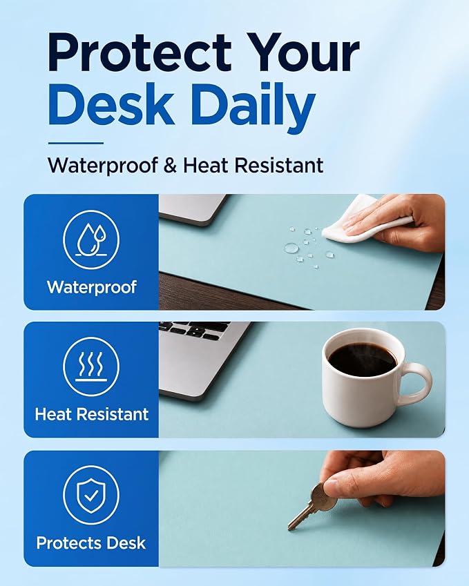 Aothia Double-Sided Desk Pad – 35.4" x 15.7" Leather Desk Mat - Image 5