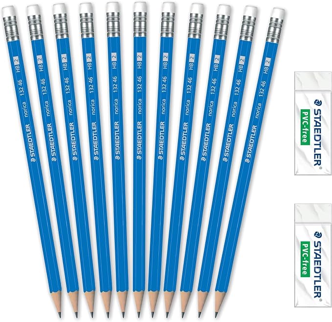 STAEDTLER Norica #2 HB Pencils Class Pack: 144 Pre-Sharpened Pencil + 12 Erasers - Image 3