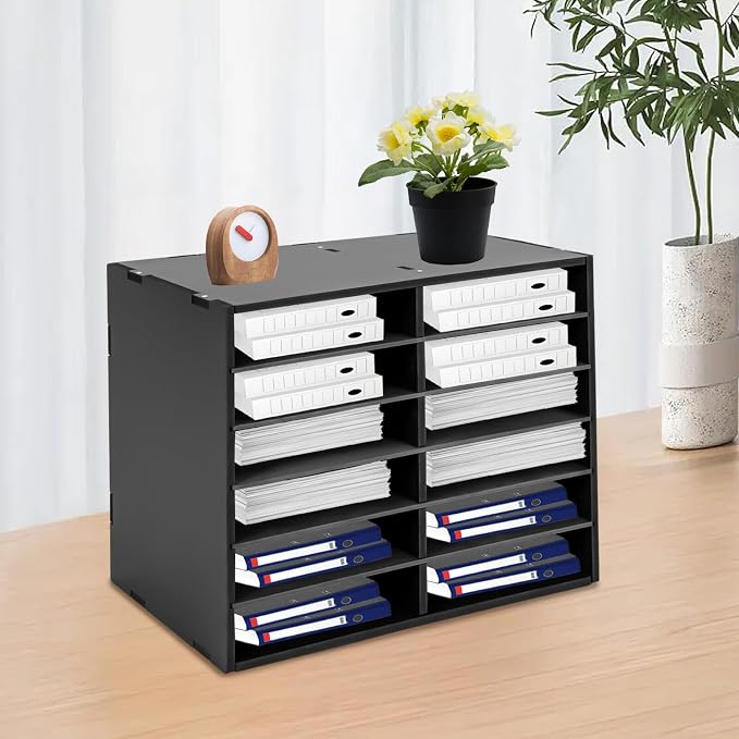 Mail Sorter Desktop, 12 Compartments Literature Organizer, Desktop File Sorter - Image 2
