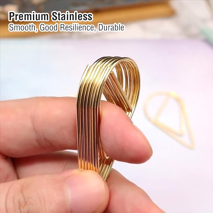 DEEDYGO 60 PCS Gold Paper Clips Teardrop Paperclips, 2 Inch/50 mm | Stainless - Image 4