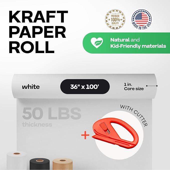 White Kraft Paper Roll 36" x 1200" - Image 2