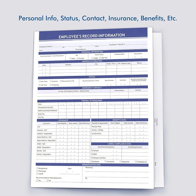 Employee Record Folders, Large Capacity and Durable Employee Info Record - Image 2