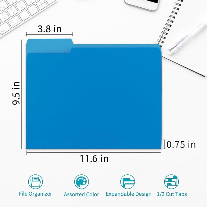 36 Packs Colored File Folders, Two Tone Color File Folder 8.5 x 11 Inch - Image 2