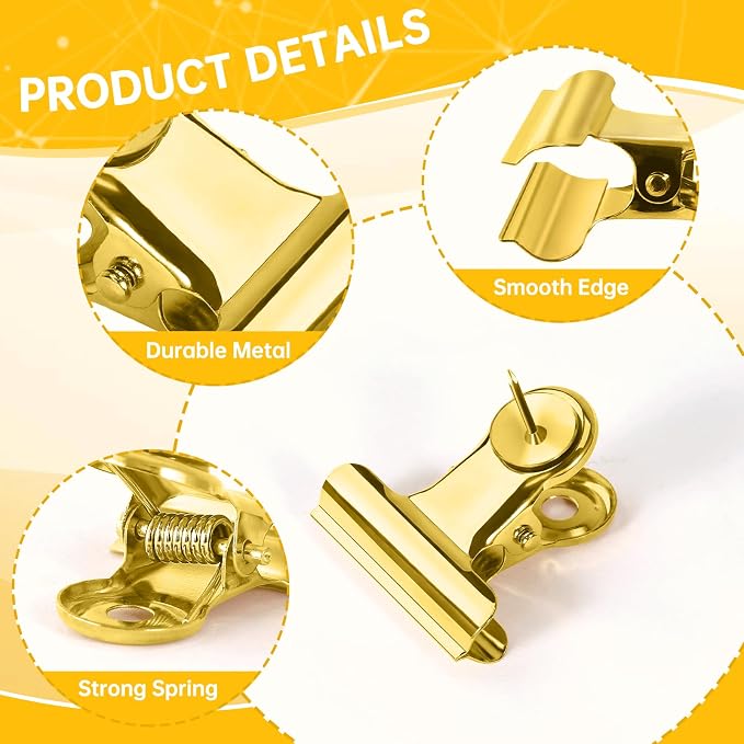 50Pcs Gold Push Pins, Metal Push Pin Clips, No Holes Cubicle Clips - Image 5