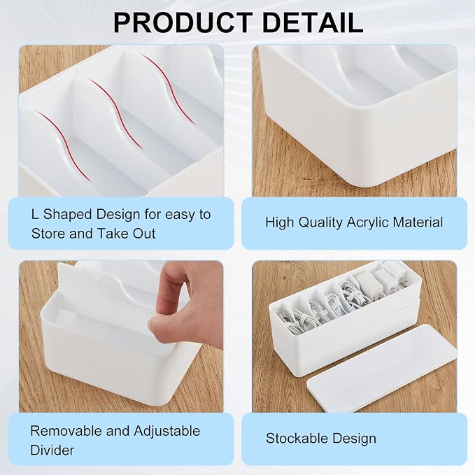Tatuo 1 Pcs Cord Organizer for Drawer Desktop, Cable Organizer Box - Image 3