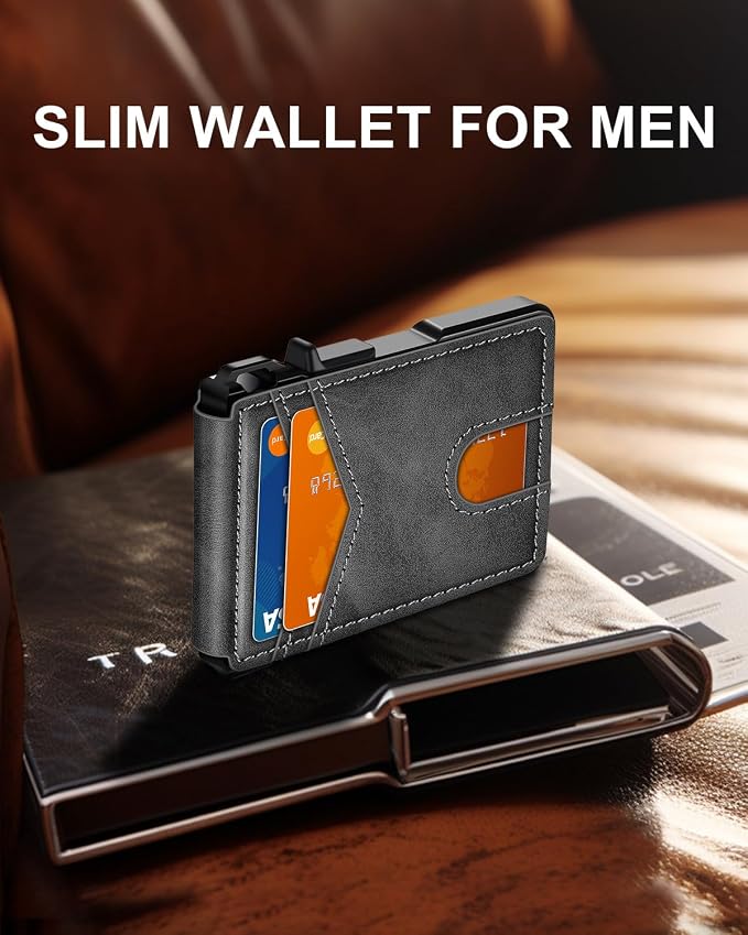 ZALVEX Wallet for Men, Mens Minimalist Wallet 9-13 Cards, Slim Compact Wallet - Image 2