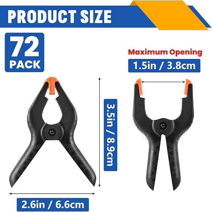 72 Pack 3.5 inch Plastic Spring Clamps, Backdrop Clips, Plastic Clamps - Image 2