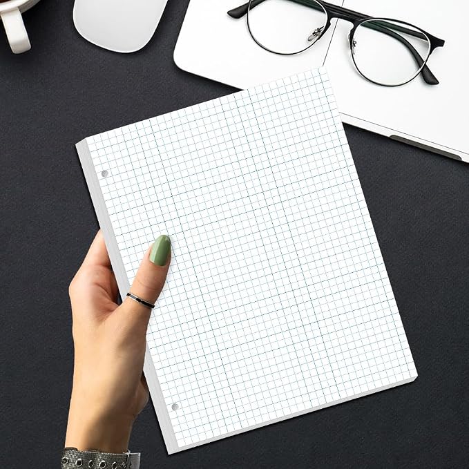 Grid Paper - 3 Hole Graph Paper, Letter Size 300 Sheets/600 Pages Loose-Leaf - Image 7