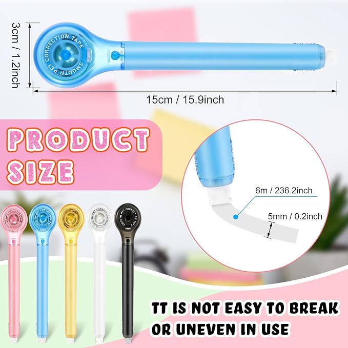 Gersoniel 25 Pack Correction Tape Pen Correctional Ink Tape Push Pull Protective - Image 2