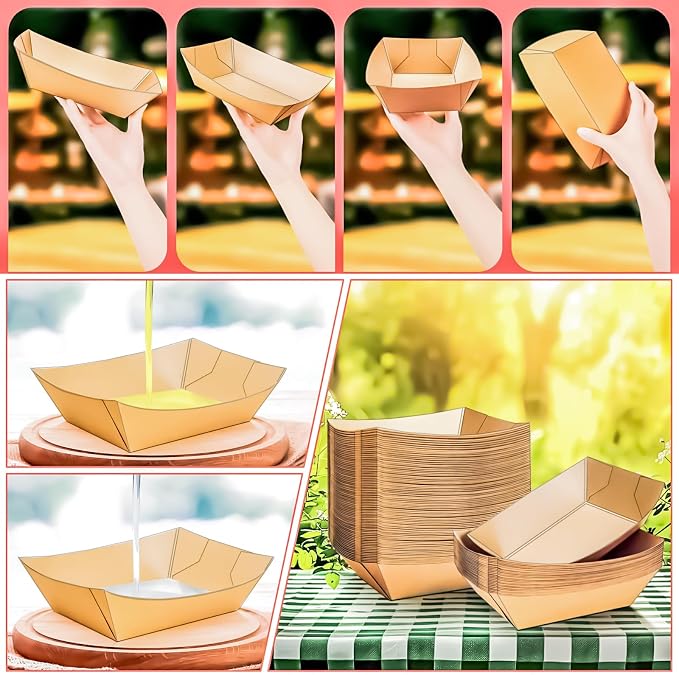 100 Pack 4LB Paper Food Boat Trays Disposable Paper Boat Containers, Heavy Duty - Image 6