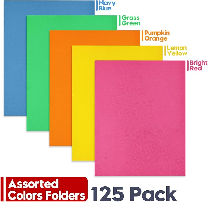 Two Pocket Folders, 125 Pack Bulk Letter Size 8.5" x 11" Folders - Image 6