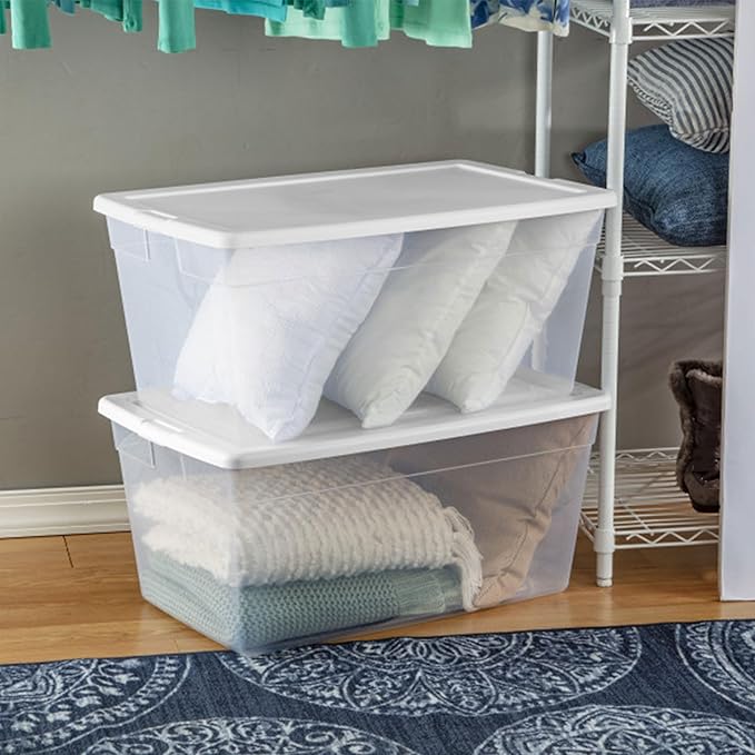 Sterilite 8-Pack 90 Quart Storage Box, Stackable Clear Plastic Bins - Image 6
