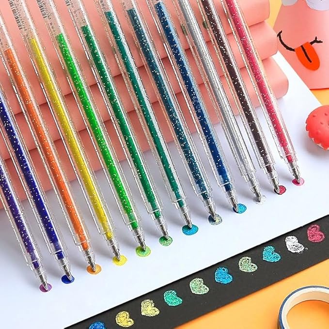 Grabie Capped Glitter Gel Pens, 12 Colors Metallic Sparkle Gel Ink Pens - Image 6