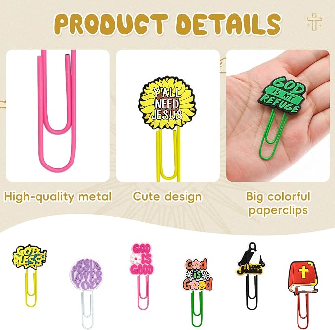 30 PCS Jesus Paper Clips Metal Paperclip Large Size Paper Clip Cute Bookmark - Image 3