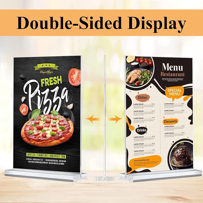 Arrobust 8.5x11 Acrylic Sign Holder 3 Pack Vertical Clear Table Menu Signs - Image 3
