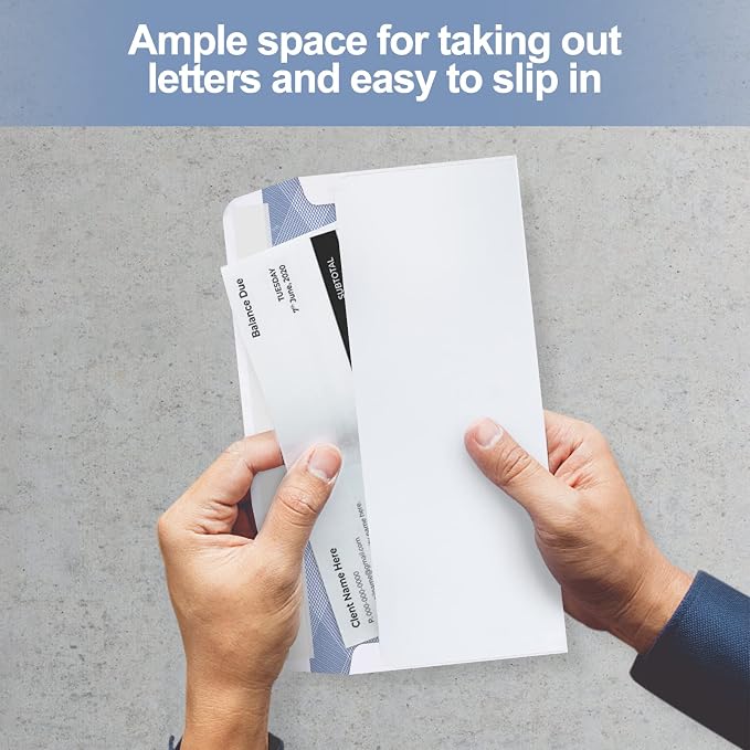 1000#9 Double Window Security Envelopes, PANDRI NO.9 Self Seal White Envelopes - Image 6