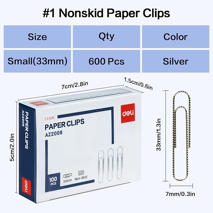 Deli #1 Nonskid Paper Clips, 600 Medium Paper Clips, 6 Boxes of 100 Each - Image 2