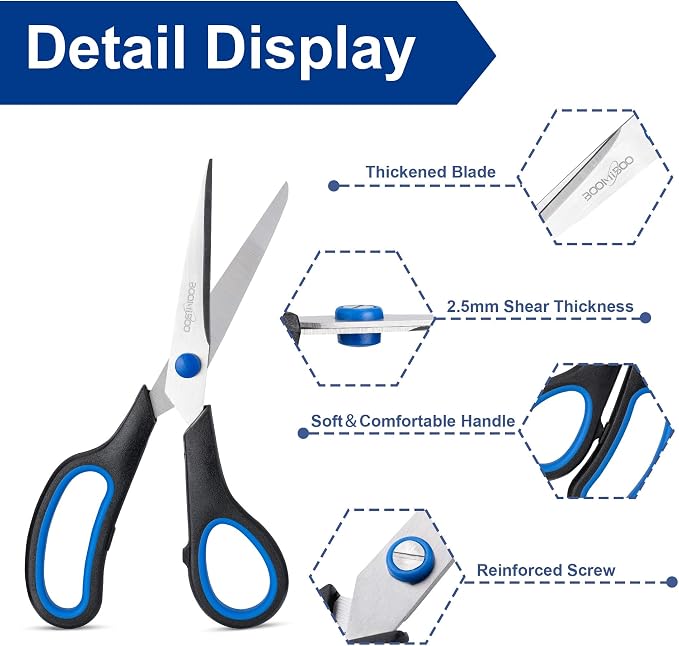 Scissors, BOOMIBOO 8" All Purpose 6 Pack - Image 3
