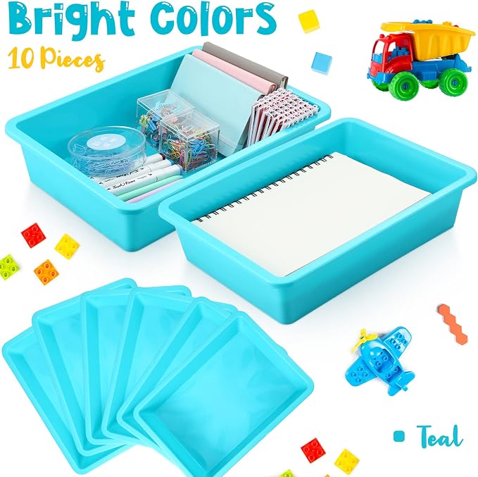 Kigley 6 Pcs Flat Storage Organizer Tray Bin Letter Size Paper Tray - Image 4
