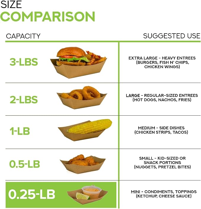 Mini Disposable Brown Kraft Paper Food Trays, 0.25-Lb Concession Tray, Serving - Image 4