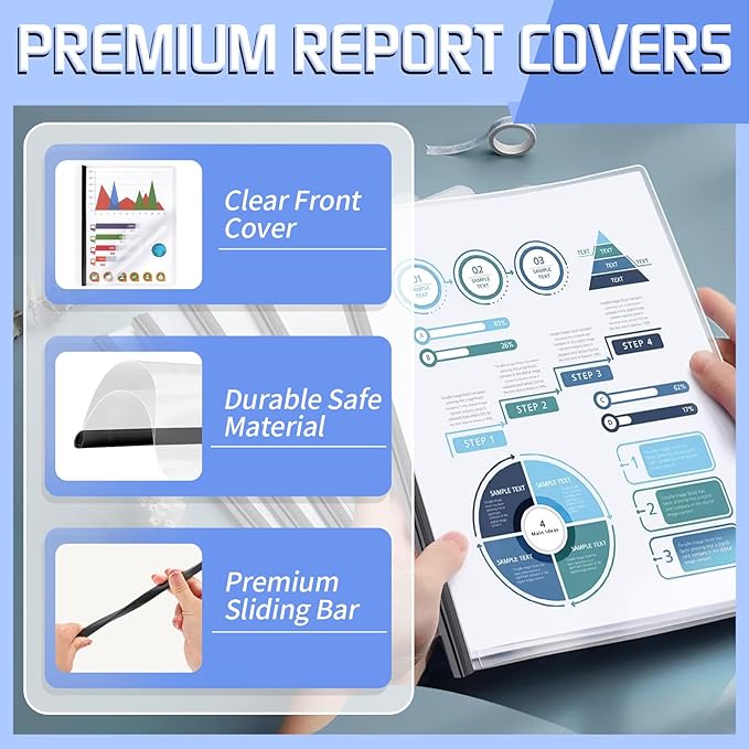 25 Pack Report Covers with Sliding Bar, Presentation Folders Resume Document - Image 4