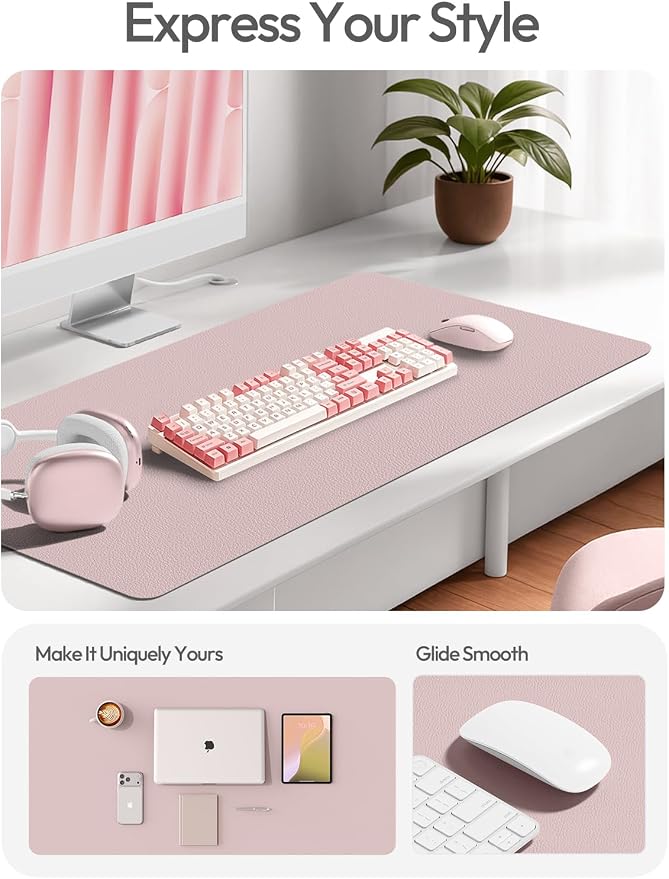 YSAGi Leather Desk Protector, Office Mat, Large Mouse Mat, Non-Slip PU Leather - Image 2
