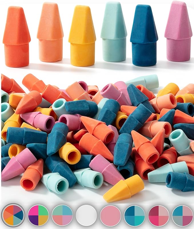 Mr. Pen- Pencil Eraser Toppers, 120 Pack, Vintage Colors, Cap Erasers | Pencil by MrPen
