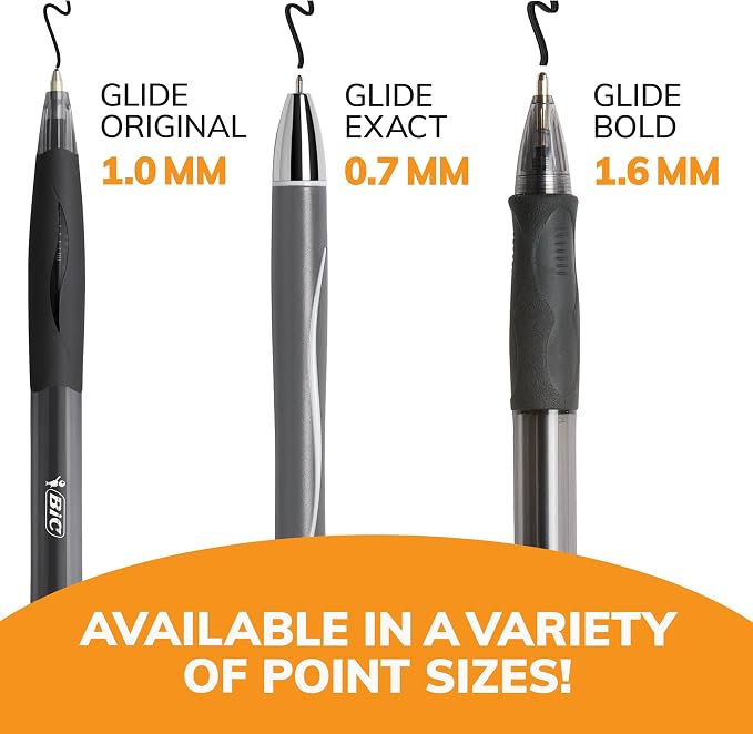BIC Glide Exact Black Retractable Ballpoint Pens, Fine Point, 3-Count Pack - Image 6