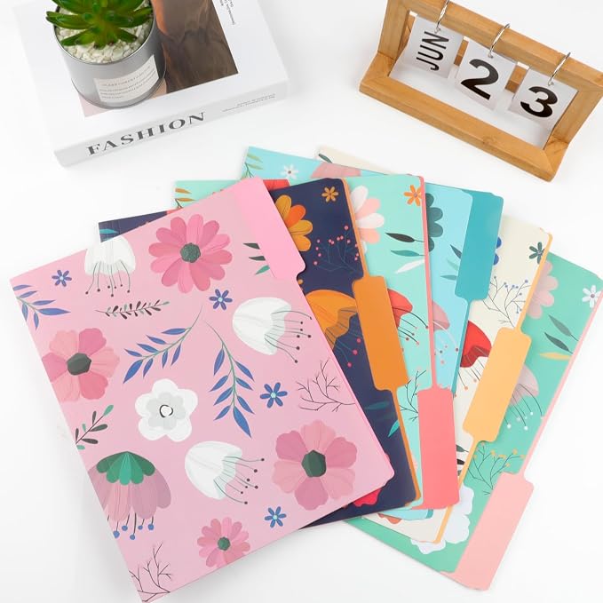 24 Pack Decorative File Folders, 1/3 Cut Tab Floral Colored Folders Letter Size - Image 2