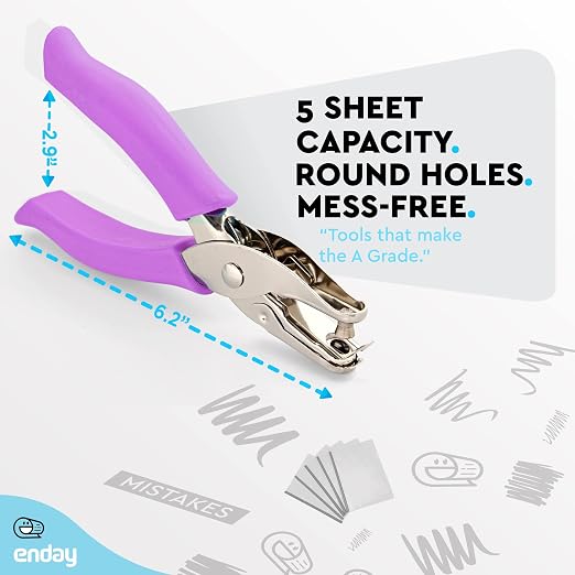 Enday Single Hole Punch – Purple 1/4" Hole Puncher Single - Image 4