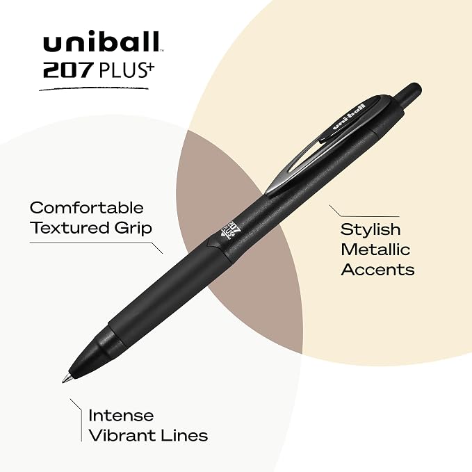 uniball 207 Plus+ Retractable Gel Pens, Medium Point, 4 Pack - Image 4