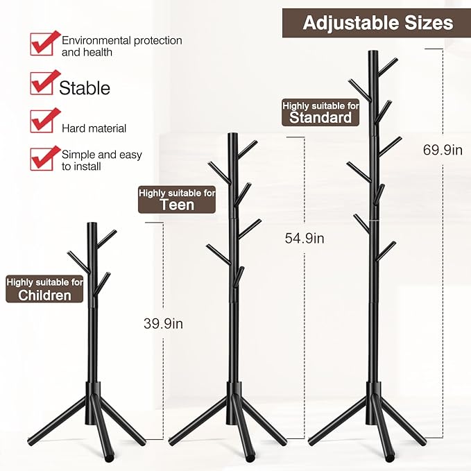 WANGMUXIA 2 PCS Coat Rack, Freestanding Coat Rack - Image 3