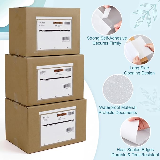 Maitys 300 Pack 9.5"x11.5" Clear Self-adhesive Shipping Label Sleeves Fit - Image 3