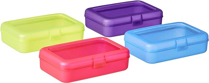 Amazon Basics Large Pencil Cases, Storage Organizer, Durable Plastic School - Image 4