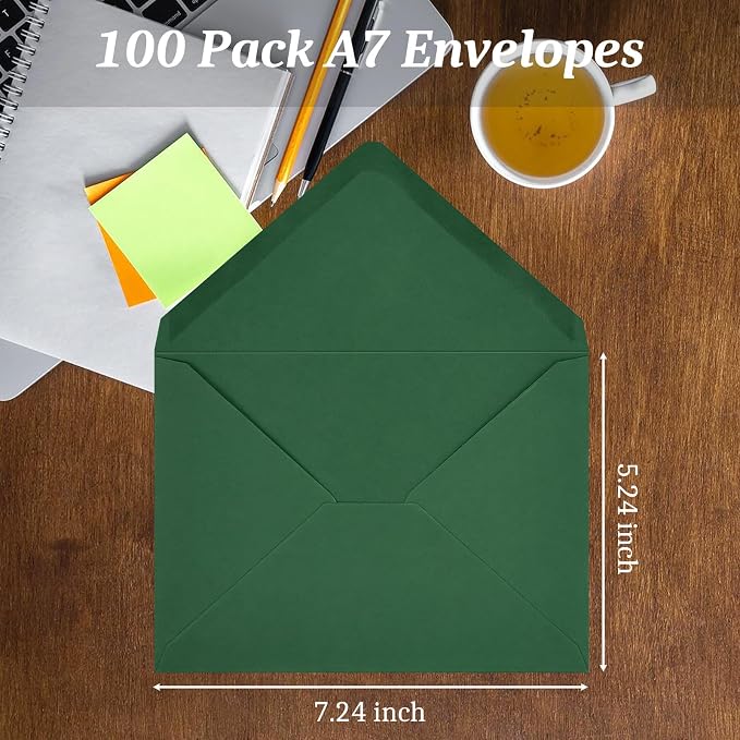 100 Pack Dark Green A7 Envelopes, Christmas Greeting Card Envelopes Self Seal - Image 3